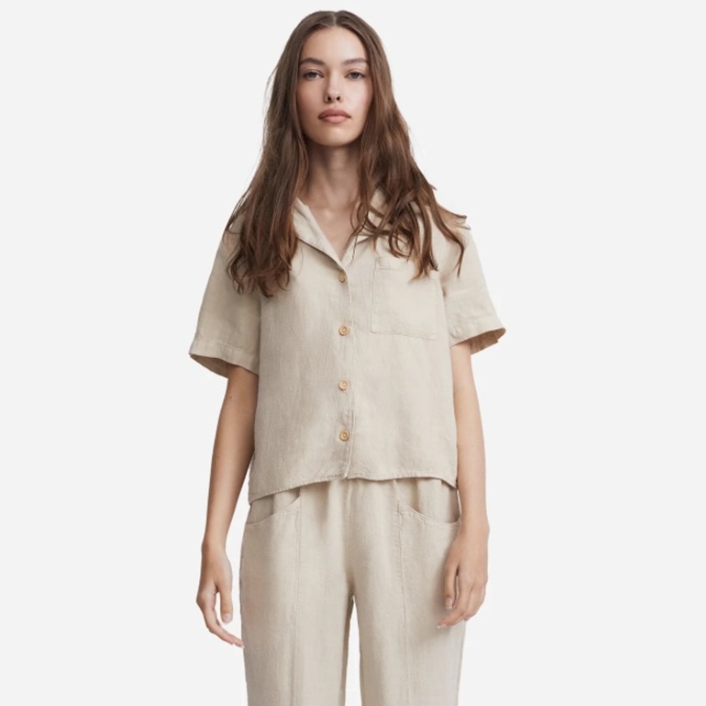 Mate The Label Linen Boxy Short Sleeve Button Down